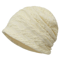 Embossed Cotton Slouchy Beanie Solid Lightweight Knit Hat