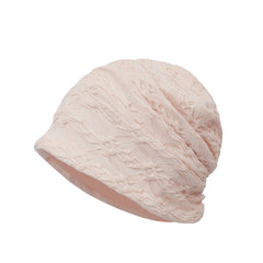 Embossed Cotton Slouchy Beanie Solid Lightweight Knit Hat