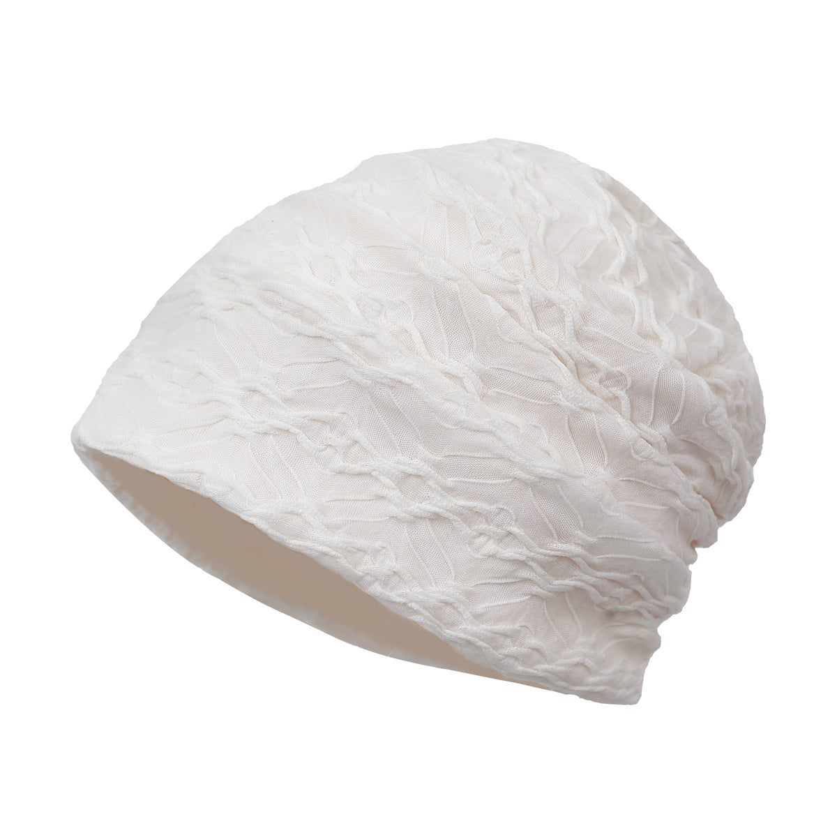 Embossed Cotton Slouchy Beanie Solid Lightweight Knit Hat