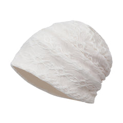 Embossed Cotton Slouchy Beanie Solid Lightweight Knit Hat