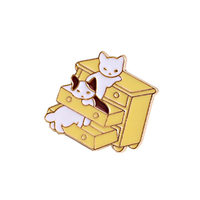 Cartoon Cat Alloy Brooch Funny Little Cat Animal Badge Bag Clothing Pins