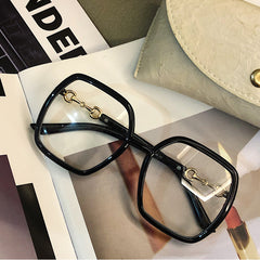 Large Square Clear Lens Light Blocking Glasses for Women
