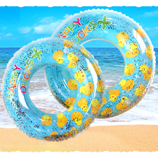 Yellow Duck Glitter Inflatable Pool Float for Baby Kids Adult