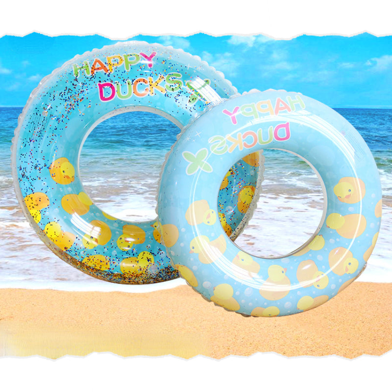 Yellow Duck Glitter Inflatable Pool Float for Baby Kids Adult
