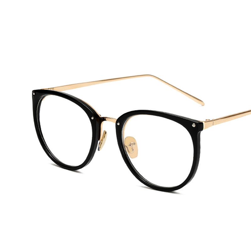 Vintage Round Clear Lens Glasses Metal Frame Spectacles