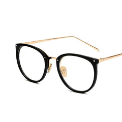 Vintage Round Clear Lens Glasses Metal Frame Spectacles