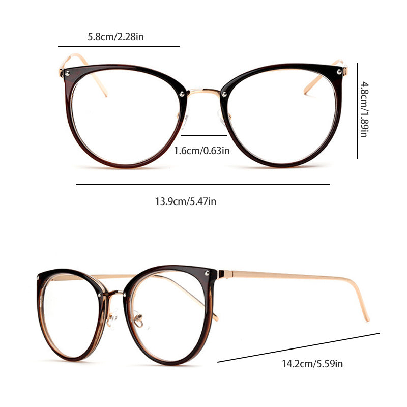 Vintage Round Clear Lens Glasses Metal Frame Spectacles