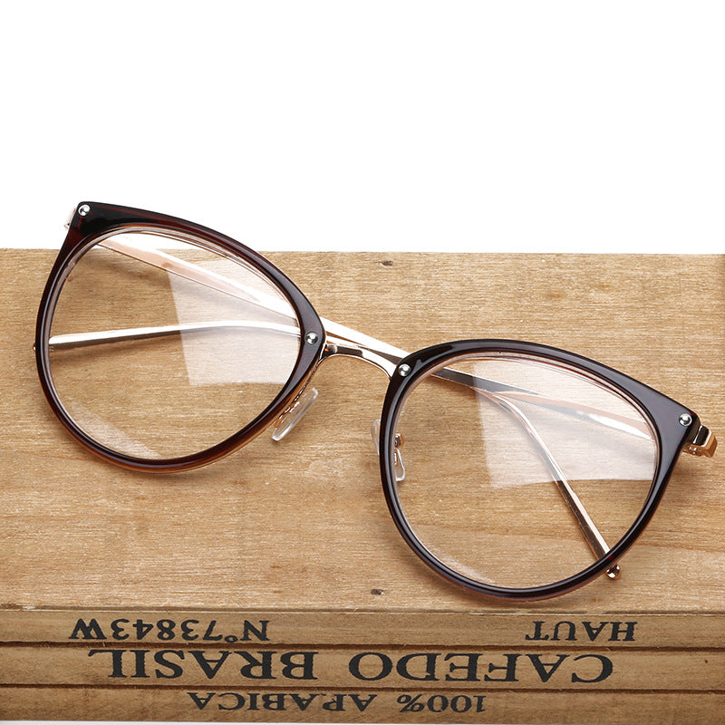 Vintage Round Clear Lens Glasses Metal Frame Spectacles