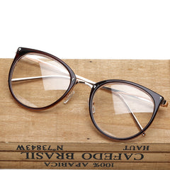 Vintage Round Clear Lens Glasses Metal Frame Spectacles