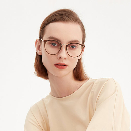 Vintage Round Clear Lens Glasses Metal Frame Spectacles