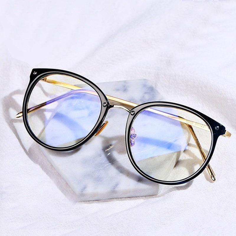 Vintage Round Clear Lens Glasses Metal Frame Spectacles