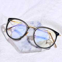 Vintage Round Clear Lens Glasses Metal Frame Spectacles