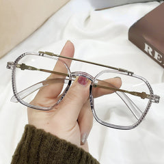 Myopia Glasses Square Clear Lens for Women Men 0 6 00D
