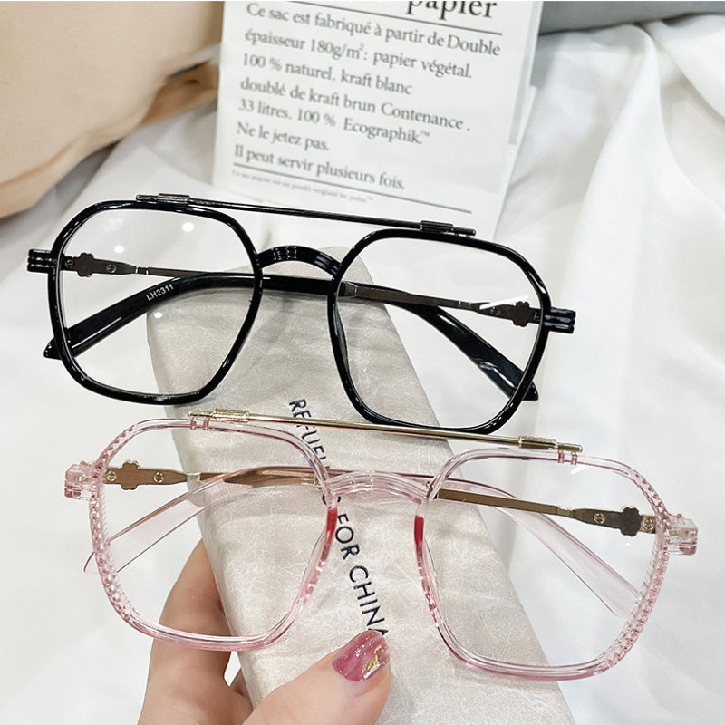 Myopia Glasses Square Clear Lens for Women Men 0 6 00D
