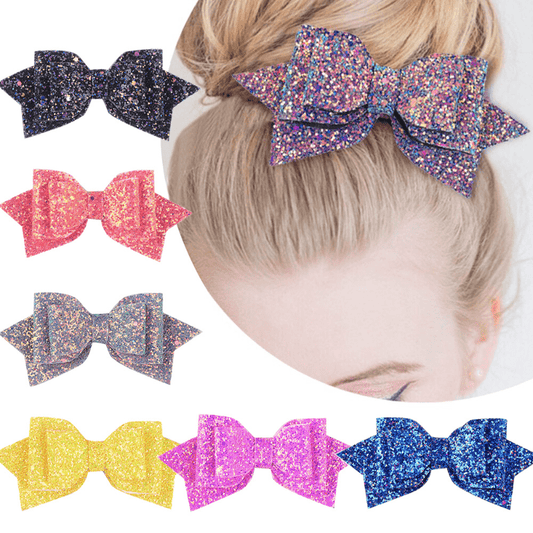 Sequins Bow Hair Clip Duckbill Barrette PU Leather Hair Slides Clip