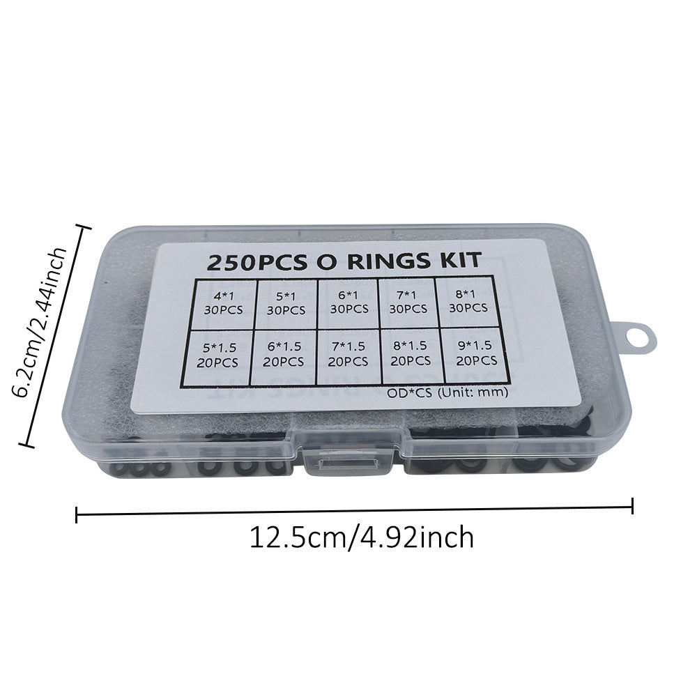 250pcs High Temp Nitrile O Ring Set 10 Grids for Sealing