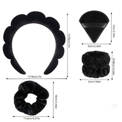 7pcs Soft Hair Accessories For Spa Puffy Headband Comfy Scrunchies Wristband
