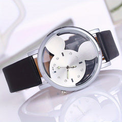 Girls Mouse Quartz Watch with Leather Band