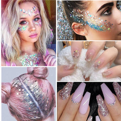 12Pcs Nail Glitter Holographic Makeup Face Hair Glitter