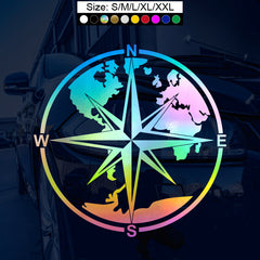 Nautical Compass Vinyl Auto Stickers - Ocean Exploration Reflective Decal