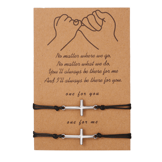 2pcs Stainless Steel Cross Bracelets for Kids and Couples