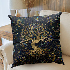 Modern Tree of Life Floral Throw Pillow Cases with Sun and Moon Designs