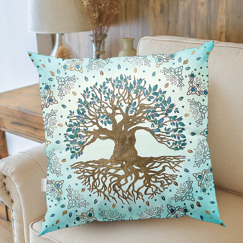 Modern Tree of Life Floral Throw Pillow Cases with Sun and Moon Designs