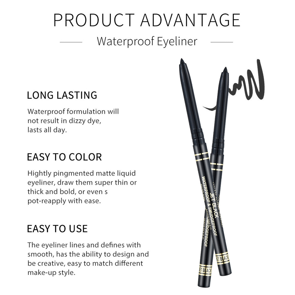 Waterproof Swivel Eyeliner Gel Pen Long Lasting Makeup