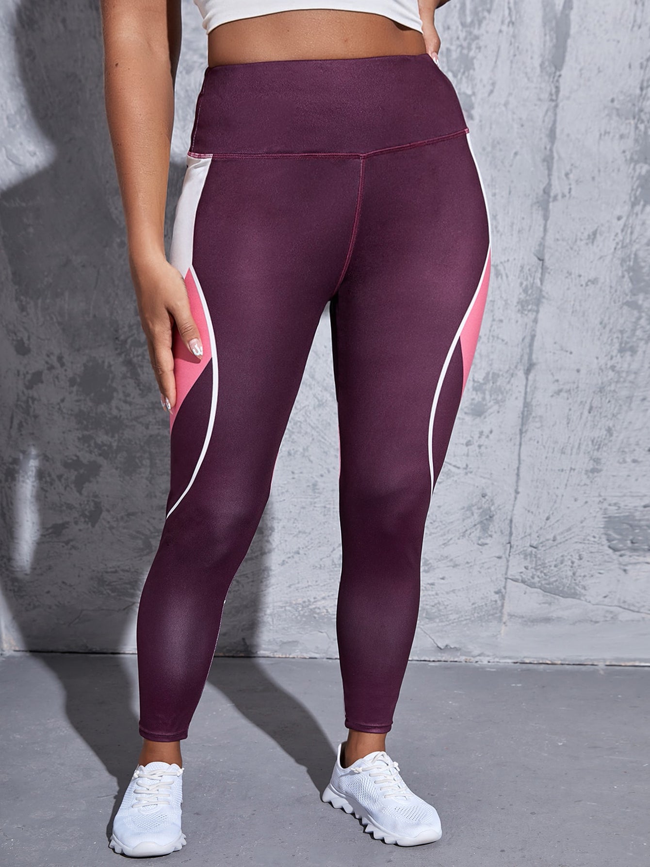  Colorblock Stripe Print High Rise Stretch Fitness Leggings