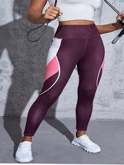  Colorblock Stripe Print High Rise Stretch Fitness Leggings