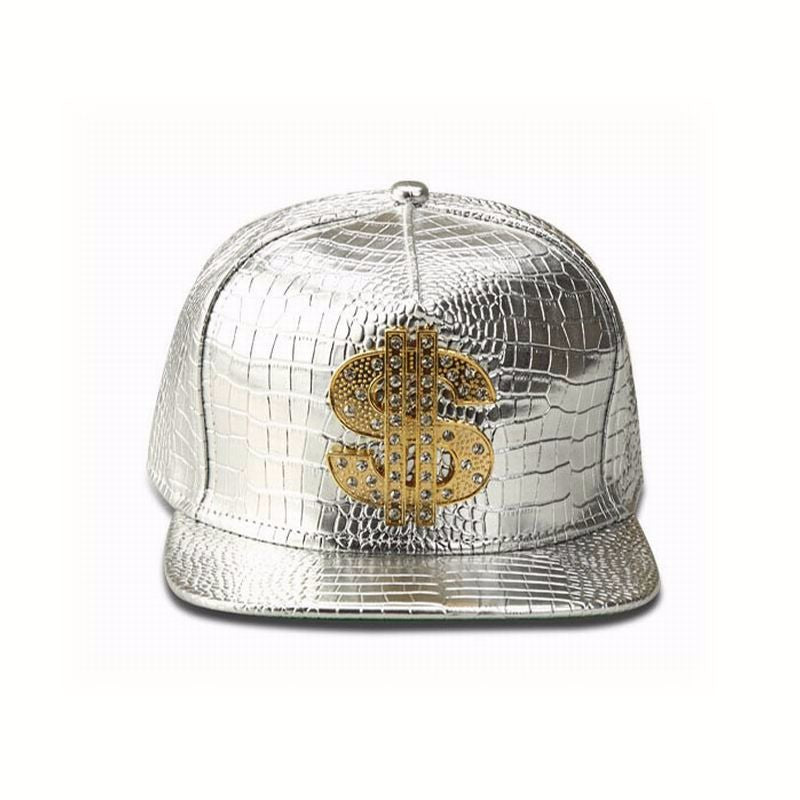 PU Leather Dollar Symbol Baseball Cap Adjustable Hip Hop Snapback Hat