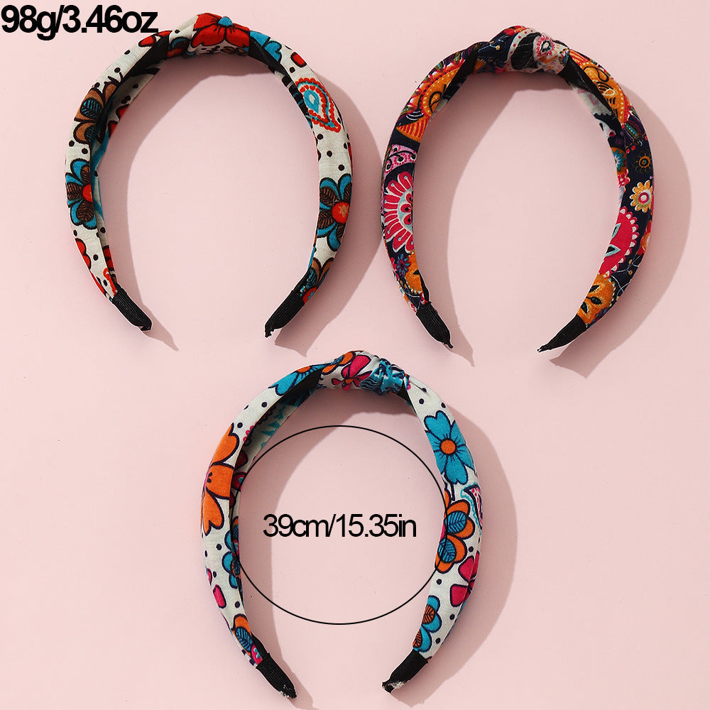 Boho Flower Pattern Knot Headband Hair Accessories