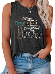  Cross & Leopard Print Tank Top