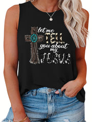  Cross & Leopard Print Tank Top
