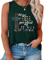  Cross & Leopard Print Tank Top