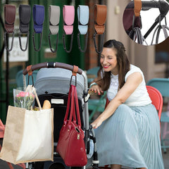 2pcs PU Leather Stroller Hooks 360 Rotatable Pram Hook Accessories