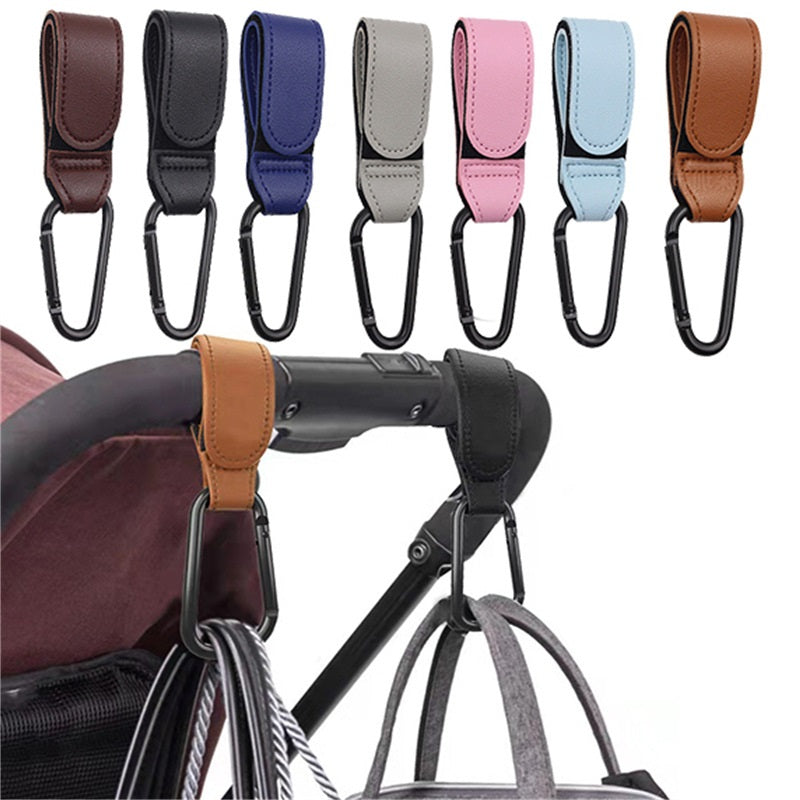 2pcs PU Leather Stroller Hooks 360 Rotatable Pram Hook Accessories