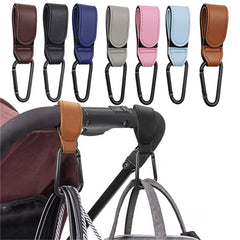 2pcs PU Leather Stroller Hooks 360 Rotatable Pram Hook Accessories
