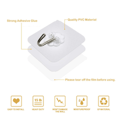 Heavy Duty Adhesive Hooks 13lbs Waterproof & Oilproof