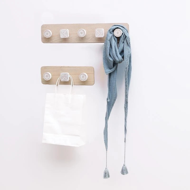 Rustic Wooden Coat Hooks Bag Rack Towel Hanger Wall Decoration
