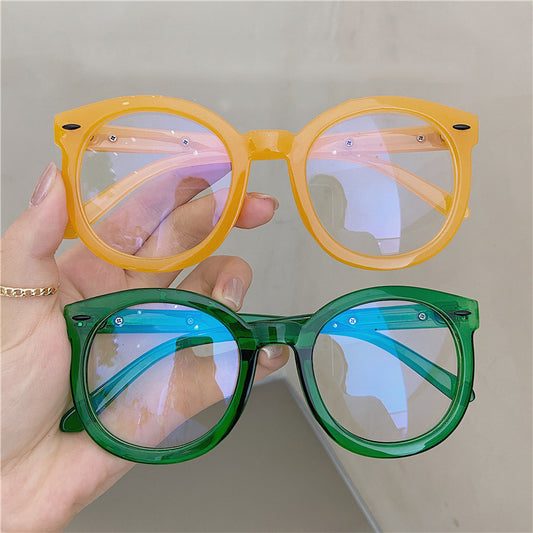 Retro Jelly Round Clear Lens Computer Glasses For Men Women