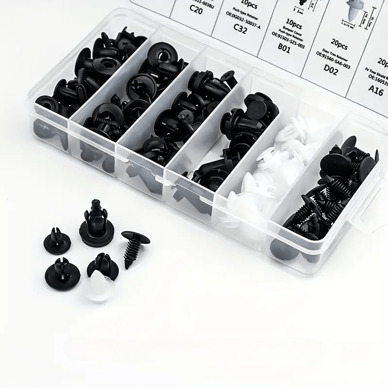 100PCS Universal Car Fastener Clips 6 Types Plastic Buckles