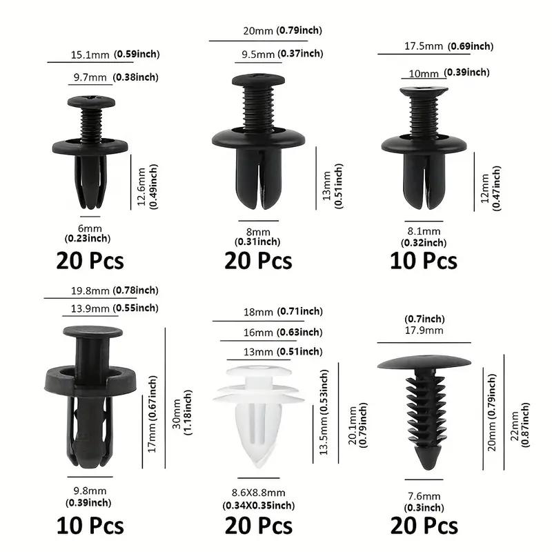 100PCS Universal Car Fastener Clips 6 Types Plastic Buckles
