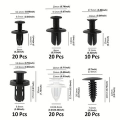 100PCS Universal Car Fastener Clips 6 Types Plastic Buckles