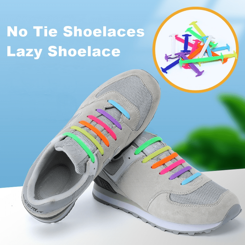 16pcs Silicone Elastic Laces for All Sneakers No Tie Needed