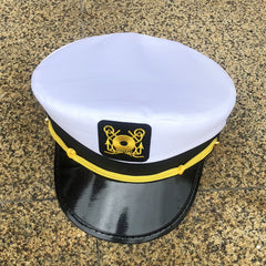 Embroidered Navy Hat Flat Top Military Hat