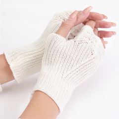 Women's Fingerless Knitted Warm Gloves Short Wrist Protection