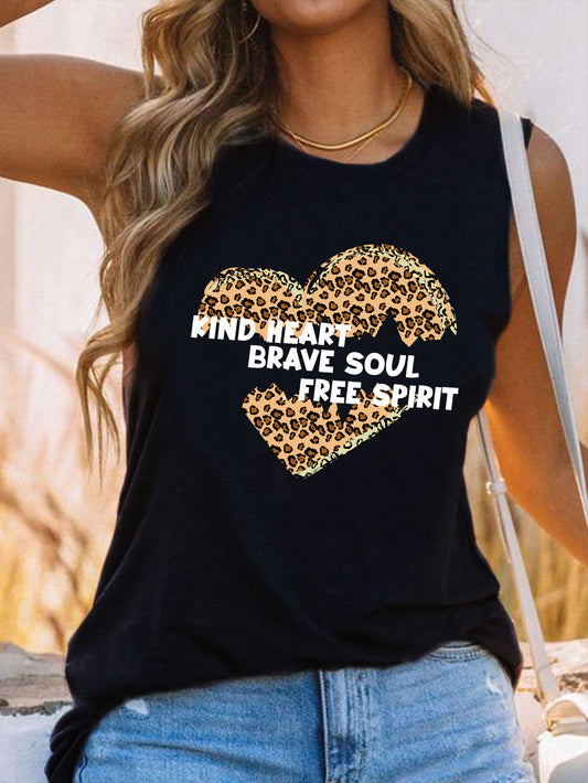 Broken Heart Print Tank Top Sleeveless Summer Casual Women's Clothing