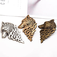 Vintage Wolf Head Brooch Lapel Pin Men's Punk Jewelry Gift