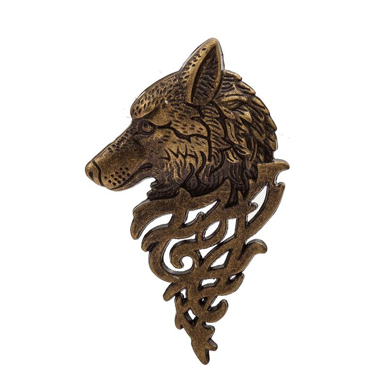 Vintage Wolf Head Brooch Lapel Pin Men's Punk Jewelry Gift